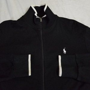 Polo Ralph Lauren Track Jacket Black White Pony Logo Full Zip Size Medium
